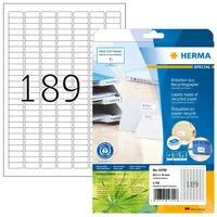 HERMA Universal-Etiketten 25.4 x 10 mm, 20 Blatt - Klebehaftung: Permanent - Drucker Kompatibilität: Inkjet - Laser - Anzahl Blatt: 20 × - Papierformat: A4 - Anzahl Etiketten: 3780 - Etikettentyp: Universal-Etiketten