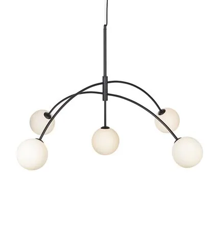 Markslöjd Pendelleuchte HEAVEN 5L Schwarz - Betriebsart: Netzbetrieb - Lampensockel: G9 - Farbtemperatur Kelvin: 2800 K - Gesamtleistung: 140 W - Farbwiedergabeindex CRI: 80 - Dimmbar: dimmbar