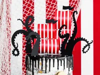 Partydeco Kuchen-Topper Piraten 1 Stück, Rot/Schwarz - Material: Papier - Motiv: Piraten - Verpackungseinheit: 1 Stück - Detailfarbe: Rot - Schwarz
