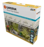 GARDENA Start-Set Tropfbewässerung für Terrassen Micro-Drip-System - Bewässerungsart: Komplett-Set - System Teil: Micro-Drip-System - Detailfarbe: Türkis - Gelb - Weiss