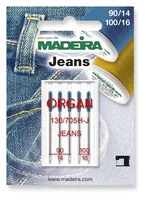 Madeira Maschinennadel für Jeans 90/14 100/16 5 Stück - Verpackungseinheit: 5 Stück - Detailfarbe: Blau - Silber - Produkttyp: Maschinennadeln