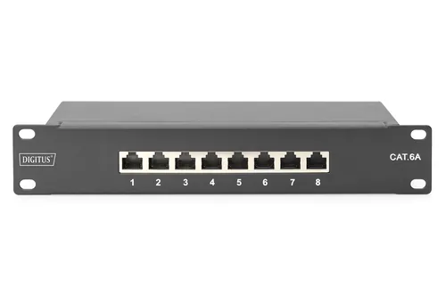DIGITUS Patchpanel 1HE 10"" 8-Port Cat6A Class E geschirmt sw