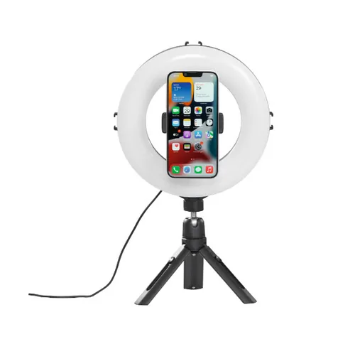 Hama Ringlicht SpotLight Smart 80 II - Farbtemperatur Kelvin: 5500 K - 2100 K - 3000 K - Lichtfarbe: Tageslichtweiss (Kaltweiss) - Neutralweiss - Warmweiss - Leuchtenfarbe: Schwarz