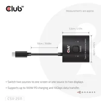 CLUB3D CSV-2511 répartiteur vidéo USB Type-C 2x DisplayPort