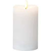 Star Trading LED-Kerze Pillar Flamme Ø 7.5 x 14 cm, Weiss - Betriebsart: Batteriebetrieb - Fernbedienung: Nein - Aussenanwendung: Nein - Höhe: 14 cm - Timerfunktion: Ja - Set: Nein
