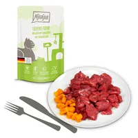 Mjamjam Nassfutter Quetschie Rind & Kürbis, 125 g - Tierbedürfnis: Kein besonderes Bedürfnis - Geschmacksrichtung: Rind - Geflügel - Zertifikate: Keine Zertifizierung - Fleischsorte: Rind - Huhn - Packungsgrösse: 125 g - Futtereigenschaft: Getreidefrei - 