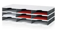 Styro Dokumentenablage styrodoc trio Standard, Schwarz, 6 Fächer - Anzahl Fächer: 6 × - Verpackungseinheit: 1 Stück - Material: Polystyrol (PS) - Detailfarbe: Hellgrau - Schwarz