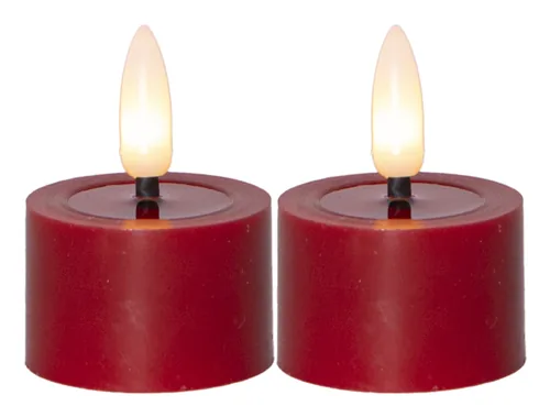 Star Trading LED Teelichter Set 2 Pack Flow 5 cm – rot - Betriebsart: Akkubetrieb - Fernbedienung: Nein - Aussenanwendung: Nein - Timerfunktion: Ja - Set: Ja - Durchmesser: 4 cm
