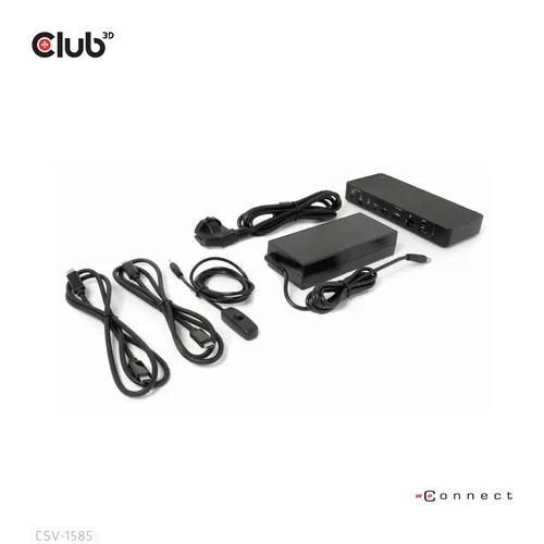 Club 3D Dockingstation CSV-1585 DisplayPort/HDMI KVM - Ladefunktion: Ja - Dockinganschluss: USB-C - Kompatible Hersteller: Universal - Vesa-Bohrung vorhanden: Nein