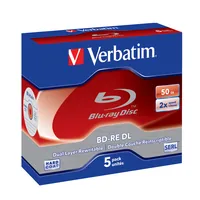 1x5 Verbatim BD-RE Blu-Ray 50GB 2x Speed, White Blue Surface JC