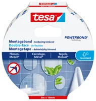 tesa Montageband 5 m x 19 mm für Fliesen + Metall - Detailfarbe: Weiss - Art: Montageband - Cleveres Befestigungssystem