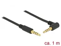 Delock Klinkenkabel 3,5 mm 4 Pin Stecker > Stecker gewinkelt 1 m schwarz