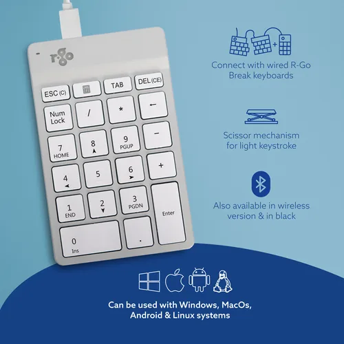 R-Go Tools RGOCONMWDWH tastierino numerico Computer portatile USB Bianco