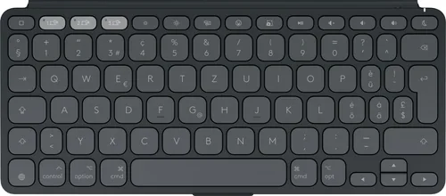 Logitech Tastatur Keys-To-Go 2 Apple Graphite - Tastatur Typ: Mobile - Tastaturlayout: QWERTZ (CH) - Tastatur Features: Hotkeys - Medientasten - Easy Switch - Keyboard Tasten: Chiclet (Notebook) - Detailfarbe: Graphit - Schwarz - Ziffernblock: Nein