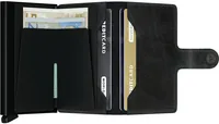 SECRID Portemonnaie Miniwallet Vintage Schwarz - Münzfach: Nein - RFID-Schutz: Ja - Farbe: Schwarz Matt - Material: Leder - Aluminium - Verschluss: Druckknöpfe - Slider