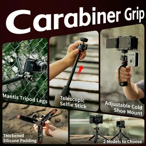 Smallrig VT-07 Action Cam Mantis-Stativ in Karabinerform - Höhenverstellbar: Ja - Detailfarbe: Schwarz - Material: Aluminium-Legierung - Nylon - Silikon - Stativ-Bauart: Dreibeinstativ - Stativgewinde: 1/4'' - Stativ-Ausstattung: Keine
