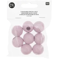 Rico Design Holzperlen Makramee Altrosa, 8 Stück - Packungsgrösse: 8 Stück - Durchmesser: 25 mm - Detailfarbe: Altrosa - Perlenart: Holzperlen