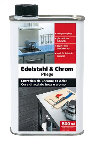 Glutoclean Edelstahl- + Chrompflege 500 ml - Packungsgrösse: 500 ml - Eigenschaft: Flüssig - Einsatzgebiet: Verchromte Materialien - Edelstahl Oberflächen - Natürlich Leben: Keine Besonderheiten
