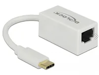 Delock Netzwerk-Adapter USB-C - RJ45 1Gbps, Weiss - Schnittstellen: RJ-45 (LAN) - Type-C USB 3.0 (3.1 / 3.2 Gen. 1) - Schnittstellengeschwindigkeit: 10/100/1000 Mbit/s - Formfaktor: Extern - Anschlussart: USB 3.1 Typ-C - Anwendungsbereich: Home - Small/Me