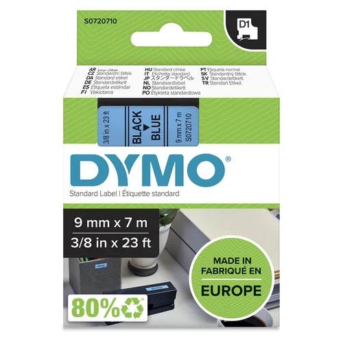 DYMO D1 Schriftband 9mmx7.0m schwarz->blau
