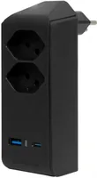 Brennenstuhl Abzweigstecker 2 x T13, 1 x USB A, 1 x USB C, 300° drehbar - Detailfarbe: Schwarz - Schalter: Nein - Steckdosenanzahl: 2 - Ausstattung: drehbar 300° - 1x USB-C - 1x USB-A - Kinderschutz: Nein