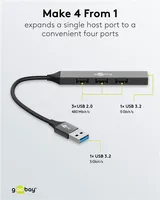 Goobay 74456 interface hub USB 3.2 Gen 1 (3.1 Gen 1) Type-A 5000 Mbit/s Light grey