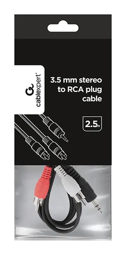 Gembird 2.5m, 3.5mm/2xRCA, M/M audio cable Black, Red, White