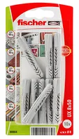 Fischer Universaldübel  UX 8 x 50, 10 Stück - Bohrdurchmesser: 8 mm - Länge: 50 mm - Verpackungseinheit: 10 Stück - Für Material: Spanplatten - Naturstein - Gipsfaserplatten - Gipskarton - Kalksand - Beton - Vollziegel - Set: Nein
