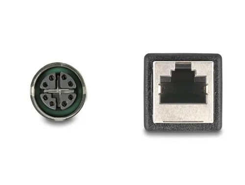 Delock M12 Adapterkabel X-kodiert 8 Pin Buchse zu RJ45 Buchse 50 cm