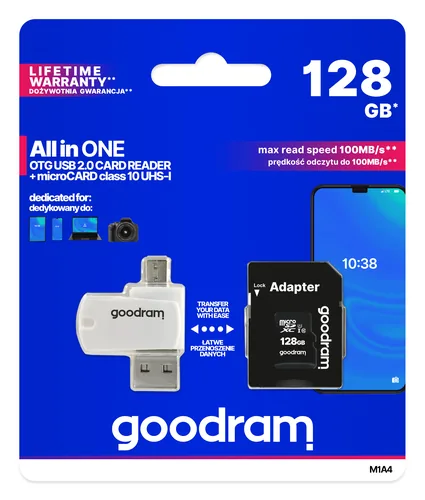 Goodram M1A4-1280R12 memory card 128 GB MicroSDHC Class 10 UHS-I
