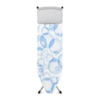 Brabantia Bügeltisch mit Dampfstationsablage Bubbles - Bügelbrettbezug: Baumwolle (CO) - Ausstattung: Transportverriegelung - Kindersicherung - Dampfstationsablage - Ergonomisch - Höhenverstellbar: Ja - Breite: 45 cm - Detailfarbe: Weiss - Blau - Länge: 1