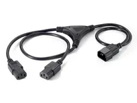 Equip Y-Netzverlängerung IEC C14->2xIEC C13 StBu 1.60m PVC Polybeutel