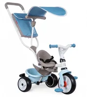 Smoby Dreirad Baby Balade Blau - Altersempfehlung ab: 10 Monaten - Ausstattung: Flüsterräder - Fussstütze - Gurt - Pedal-Freilauf - Schiebestange - Verstellbarer Sitz - Detailfarbe: Grau - Hellblau - Material: Kunststoff - Metall