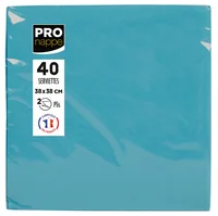 PRO nappe Papierservietten Türkis 38 cm x 38 cm, 40 Stück - Material: Papier - Grösse: 38 cm x 38 cm - Produkttyp: Papierservietten - Motiv: Ohne Motiv - Detailfarbe: Türkis - Anzahl Lagen: 2