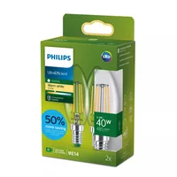 Philips Lampe Classic, 2x LED-Lampe 40W B35 E14 2700K Neutralweiss (NW) - Energieeffizienzklasse EnEV 2020: A - Lampensockel: E14 - Farbtemperatur Kelvin: 2700 K - Gesamtleistung: 2.3 W - Dimmbar: nicht dimmbar - Zusätzliche Ausstattung: EyeComfort