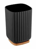 Wenko Zahnputzbecher Rotello Schwarz - Detailfarbe: Schwarz - Detailmaterial: Bambus - Kunststoff - Grundmaterial: Kunststoff - Bambus