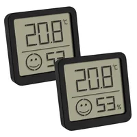 TFA Dostmann Thermo-/Hygrometer Digital, Schwarz, 2er Set - Anwendungsbereich: Temperatur-/Feuchtemessung - Typ: Thermo-/Hygrometer - Detailfarbe: Schwarz