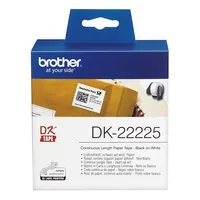 Brother Etikettenrolle DK-22225 Thermo Direkt 38 mm x 30.48 m - Breite: 38 mm - Schriftfarbe: Schwarz - Druckverfahren: Thermodirekt - Endlos: Ja - Materialeigenschaften: selbstklebend