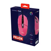 Trust Gaming-Maus GXT 109P FELOX - Maus Features: Umschaltbare DPI-Auflösung - Beleuchtung - Bedienungsseite: Universal - Detailfarbe: Pink - Gewicht: 102 g - Verbindungsart: Verkabelt - Schnittstelle: USB-A