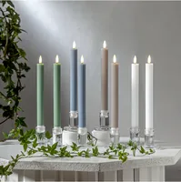 Star Trading LED-Stabkerzen Set Flamme Stripe, 25 cm, Beige, 2 Stück - Betriebsart: Batteriebetrieb - Fernbedienung: Nein - Aussenanwendung: Nein - Höhe: 25 cm - Timerfunktion: Ja - Set: Ja