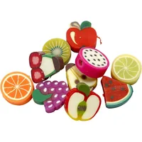 Creativ Company Perlen Ton Figurperlen 60 Stück, Frucht - Packungsgrösse: 60 Stück - Durchmesser: 10 mm - Detailfarbe: Gelb - Grün - Braun - Rosa - Perlenart: Motivperlen