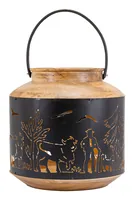 Kadastar Laterne Alpaufzug Familie 37 cm, Braun/Schwarz - Detailfarbe: Braun - Schwarz - Höhe: 37 cm - Detailmaterial: Holz - Stahl - Grundmaterial: Holz - Metall