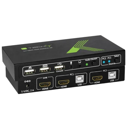 Techly KVM Switch USB, HDMI, 4K, 2 Wege