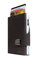TRU VIRTU Portemonnaie Click & Slide Wallet - Münzfach: Nein - RFID-Schutz: Ja - Farbe: Braun - Silber - Material: Acrylnitril-Butadien-Styrol (ABS) - Leder - Aluminium - Verschluss: Knopfdruck