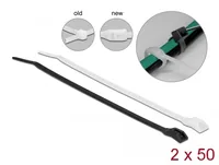 Delock Kabelbinder mit flachem Kopf Mehrfarbig 370 mm x 3.6 mm - Breite: 3.6 mm - Länge: 370 mm - Produkttyp: Kabelbinder - Ausstattung Kabelmanagement: Keine - Verpackungseinheit: 100 Stück - Material: Polyamid (PA)