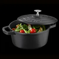 Kela Bräter Calido rund 21 cm, Schwarz - Material: Gusseisen - Topfart: Bräter - Kompatible Kochfelder: Backofen - Glaskeramik - Gas - Halogen - Induktion - Elektro - Antihaftbeschichtung: Nein - Detailfarbe: Schwarz - Spülmaschinenfest: Nein