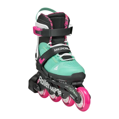 ROLLERBLADE Inline-Skates Microblade XT Schwarz/Meergrün, 33-36.5 - Schuhgrösse (EU): 33-36.5 - Kugellager Norm: SG3 - Anzahl Rollen: 4 - Farbe: Schwarz - Grün - Zielgruppe: Kinder - Verschluss: Klettverschluss - Schnürung - Schaftschnalle