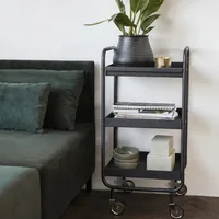 House Doctor Bartrolley Roll, 42 x 38 x 85 cm, Schwarz - Tiefe: 42 cm - Breite: 38 cm - Höhe: 85 cm - Detailmaterial: Stahl - Grundmaterial: Metall