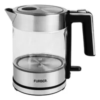 FURBER Wasserkocher Vetro 1 l, Silber/Transparent - Detailfarbe: Transparent - Silber - Leistungsaufnahme Betrieb: 1850 W - Füllmenge: 1 l - Ausstattung: Kalkfilter - Beleuchteter Ein-/Ausschalter - Überhitzungsschutz