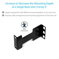 StarTech.com Server Rack Depth Extender - 1U - 4in / 10 cm - TAA Compliant - Recessed Rack Adapter - Rack Mount Adapter Kit - Network Rack Extender